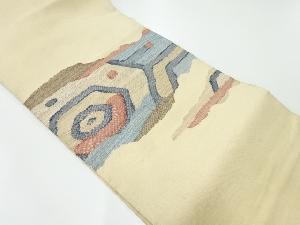 アンティーク　手織紬重ね亀甲模様織り出し名古屋帯